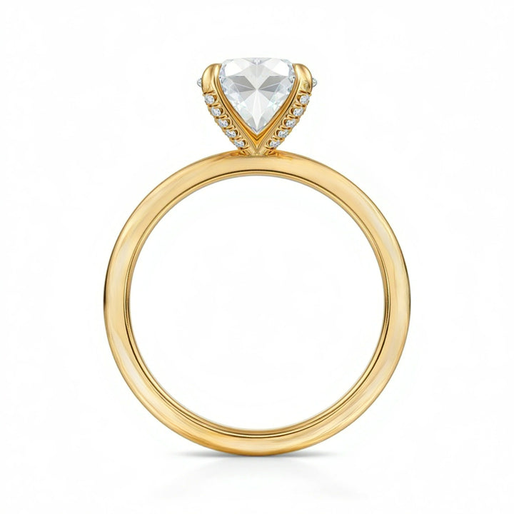 Round Solitaire Ring With Pave Prongs