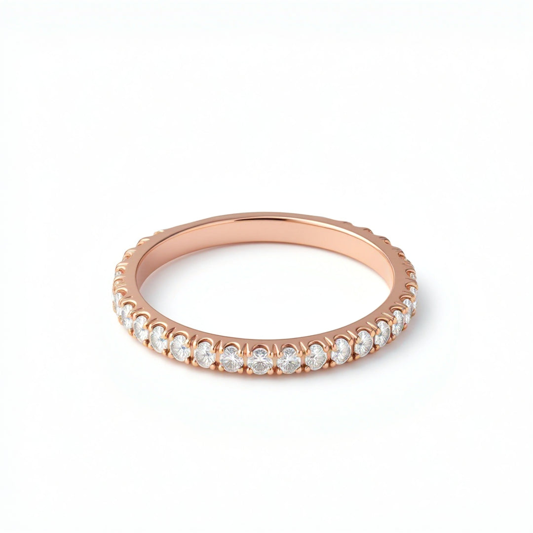 Single Row 3/4 Pave Diamond Eternity Band