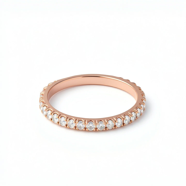 Single Row 3/4 Pave Diamond Eternity Band