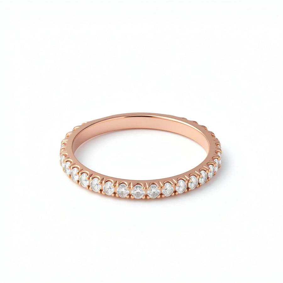 Single Row 3/4 Pave Diamond Eternity Band