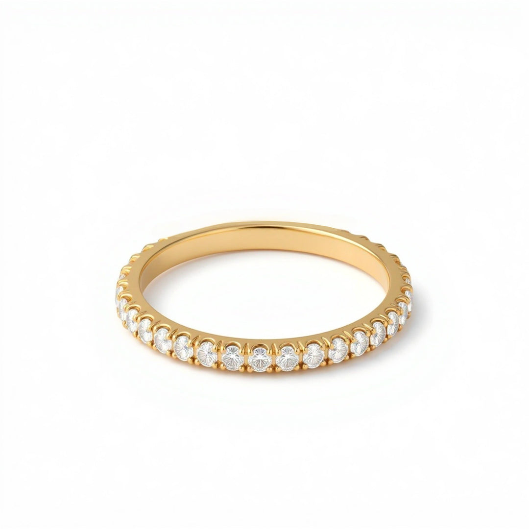 Single Row 3/4 Pave Diamond Eternity Band