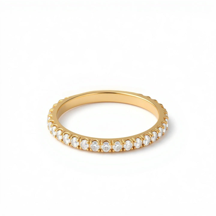 Single Row 3/4 Pave Diamond Eternity Band