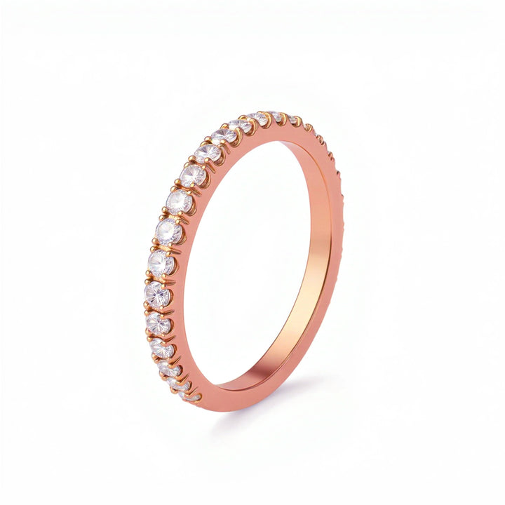Single Row 3/4 Pave Diamond Eternity Band
