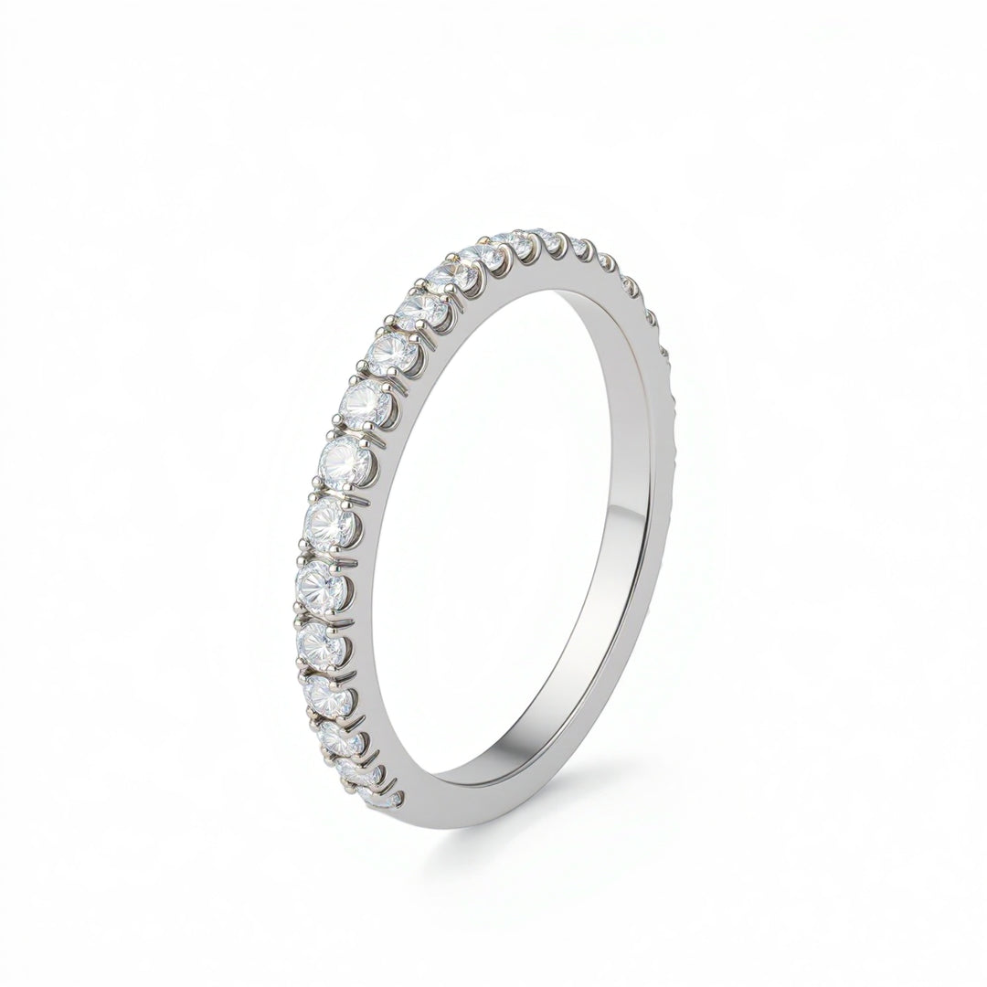 Single Row 3/4 Pave Diamond Eternity Band