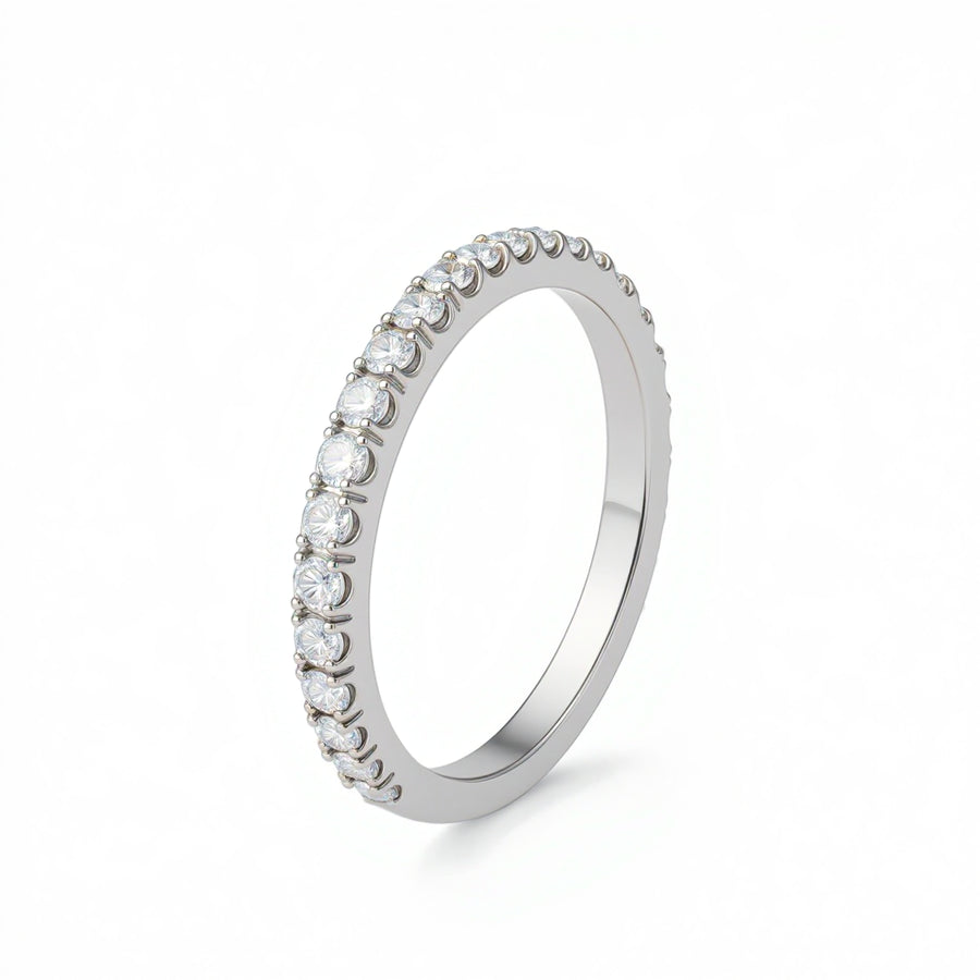 Single Row 3/4 Pave Diamond Eternity Band