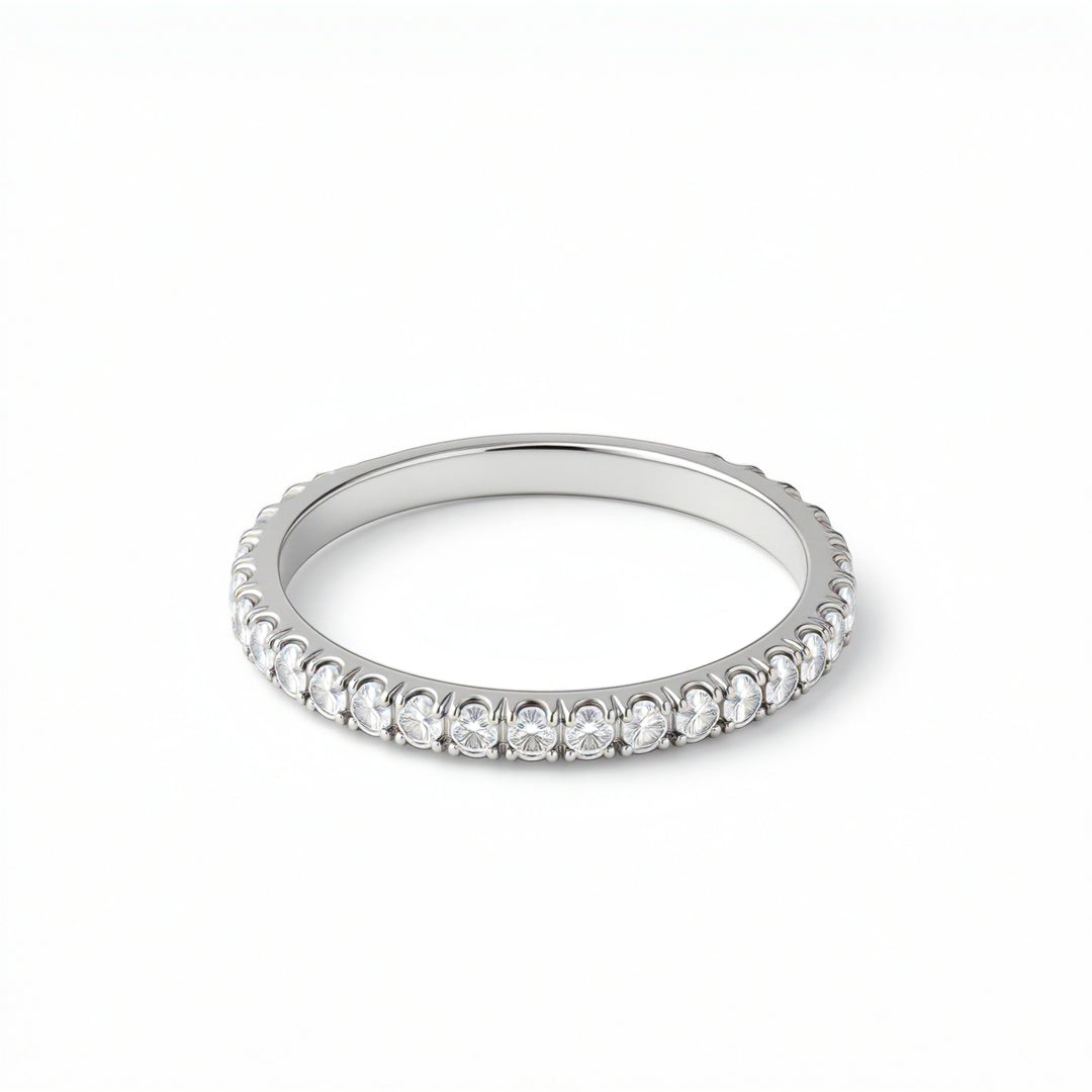 Single Row 3/4 Pave Diamond Eternity Band