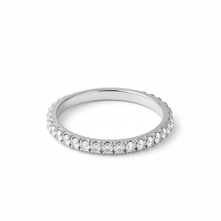 Single Row 3/4 Pave Diamond Eternity Band