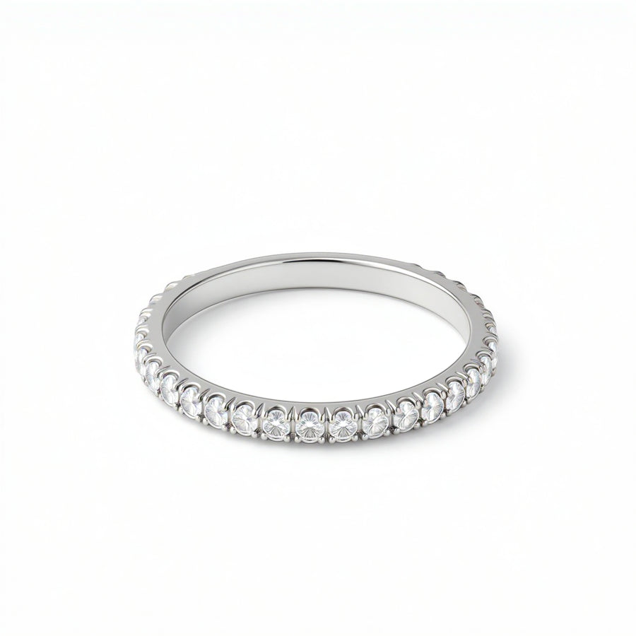 Single Row 3/4 Pave Diamond Eternity Band